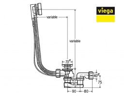 MEDIDAS VALVULA y REBOSADERO BAÑERA SIMPLEX VIEGA